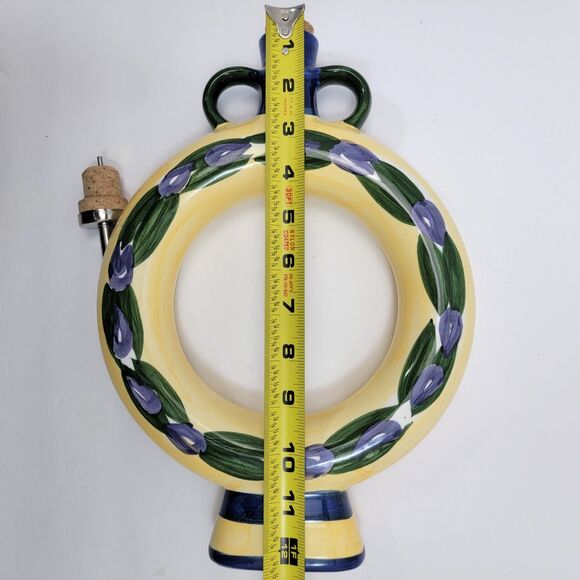 Vintage Shonfeld's Ceramic Italian Motif Hand Painted Donut Oil Decanter - Picture 3 of 7